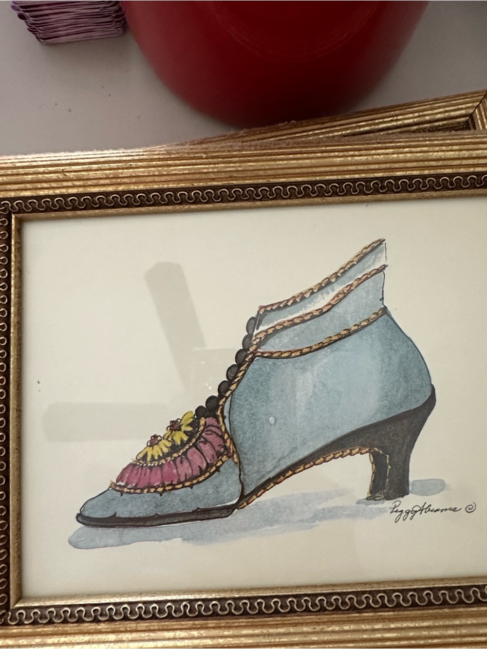 Set of 6 Framed Vintage Vibe Fashion Watercolor Prints - Pastel Pink & Green - Picture 4 of 7